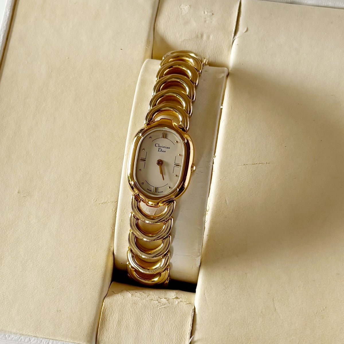 Dior 1990s Oval Dial Gold Plated Watch