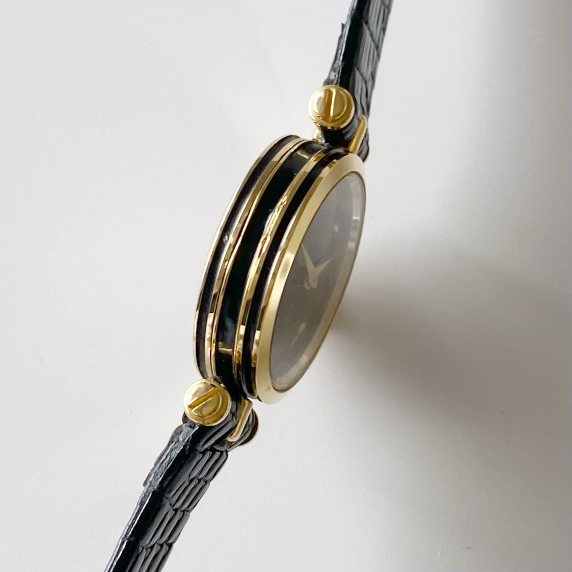 Gucci 1990s Sherry Black Dial Gold Plated Watch