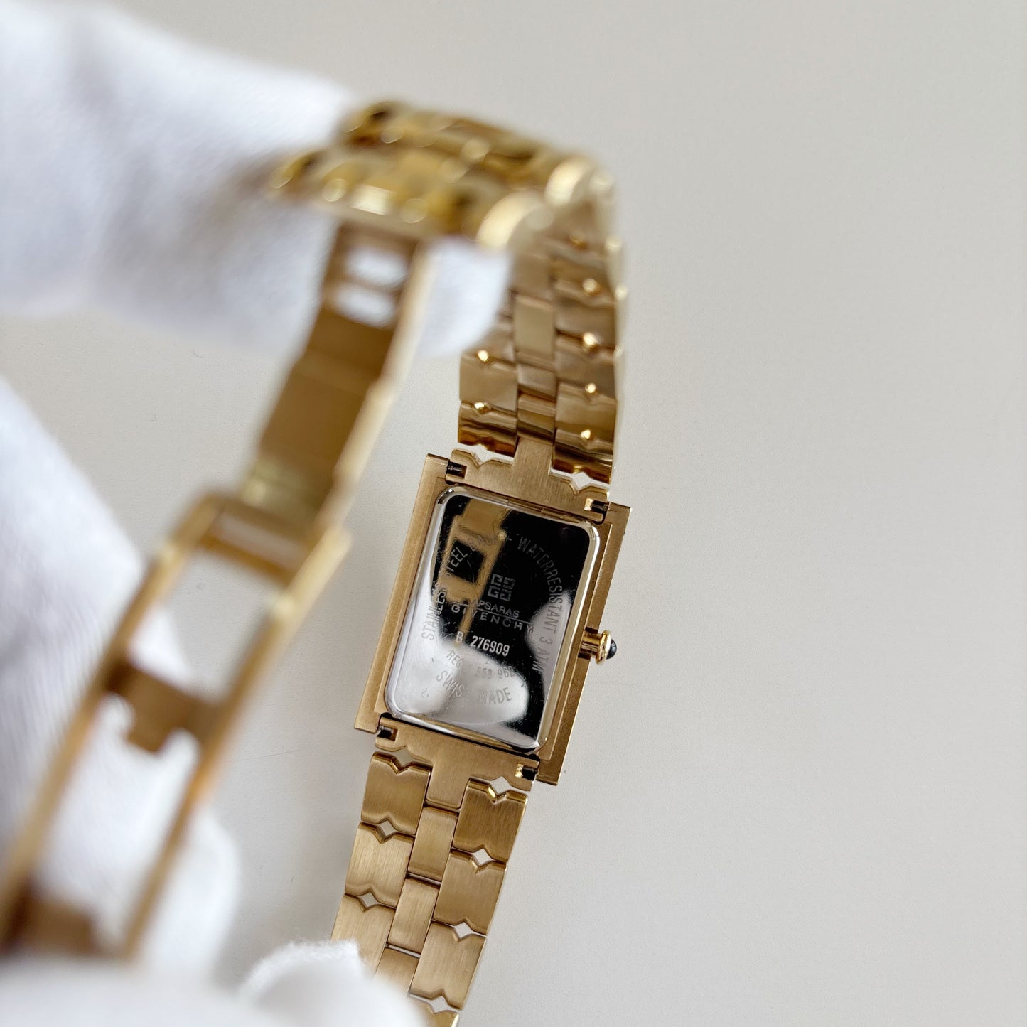 Givenchy 1990s Tank Gold Plated Watch (Large)