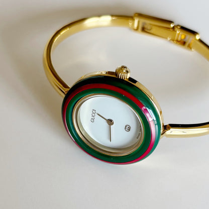 Gucci 1990s Interchangeable Bezel Gold Plated Watch with 12 bezels, case (Small)