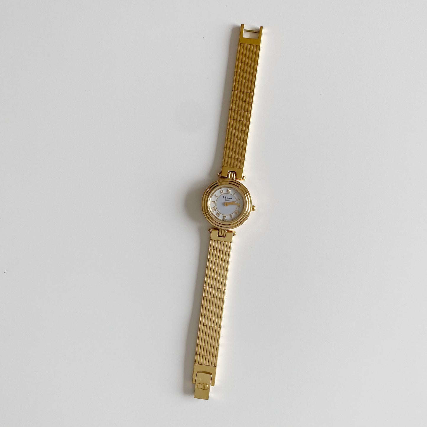 Dior 1990s Round Dial Gold Plated Watch