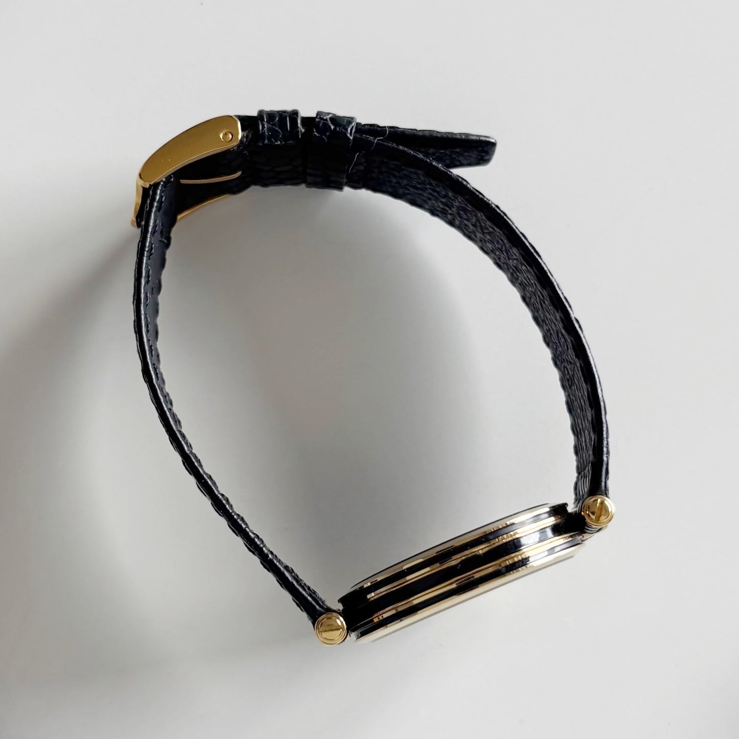 Gucci 1990s Black Dial Gold Plated Watch (Large)