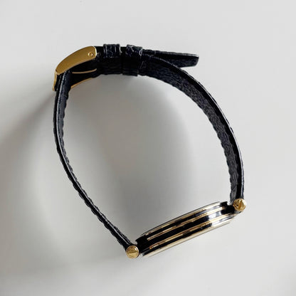 Gucci 1990s Black Dial Gold Plated Watch (Large)
