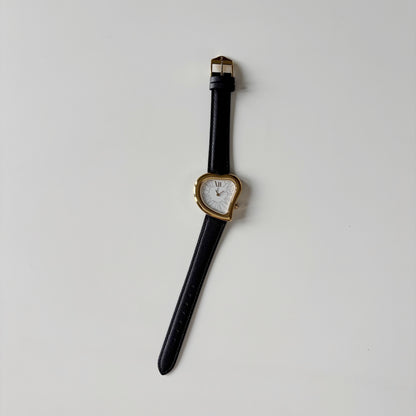 Yves Saint Laurent 1990s Heart Shaped Gold Plated Watch