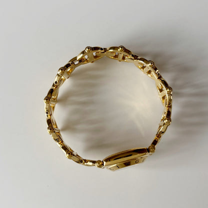 Gucci 1990s Seashell Dial Horsebit Gold Plated Watch