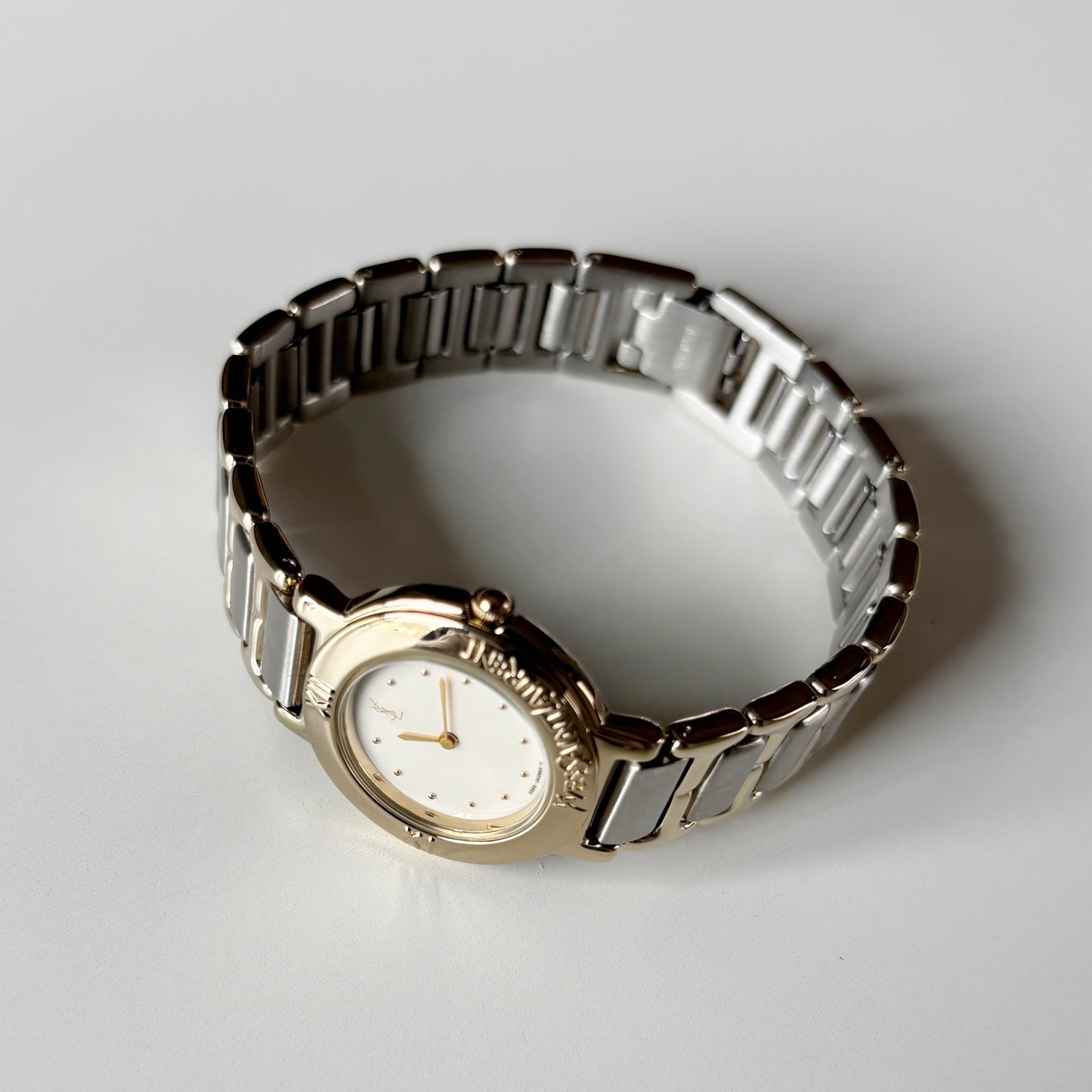 Yves Saint Laurent 1990s Round Dial Two Tone Watch