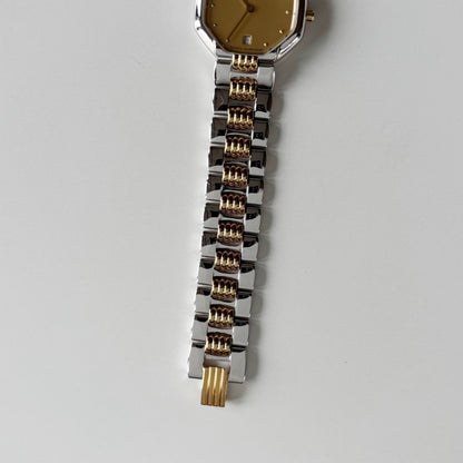 Dior 1990s Octagon Two Tone Gold Plated Watch