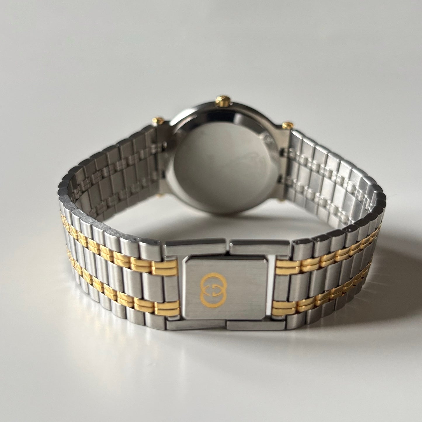 Gucci 1990s Round Dial Two Tone Gold Plated Watch (Large)
