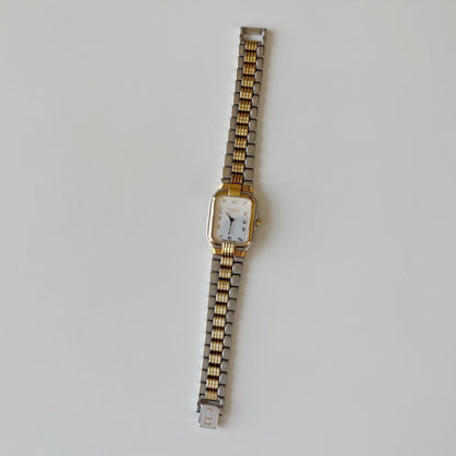 Dior 1980s Tank Two Tone Gold Plated Watch