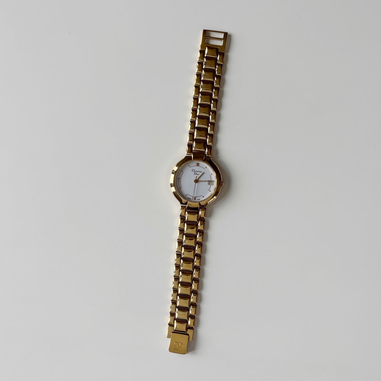 Dior 1990s Date Round Dial Gold Plated Watch (Large)