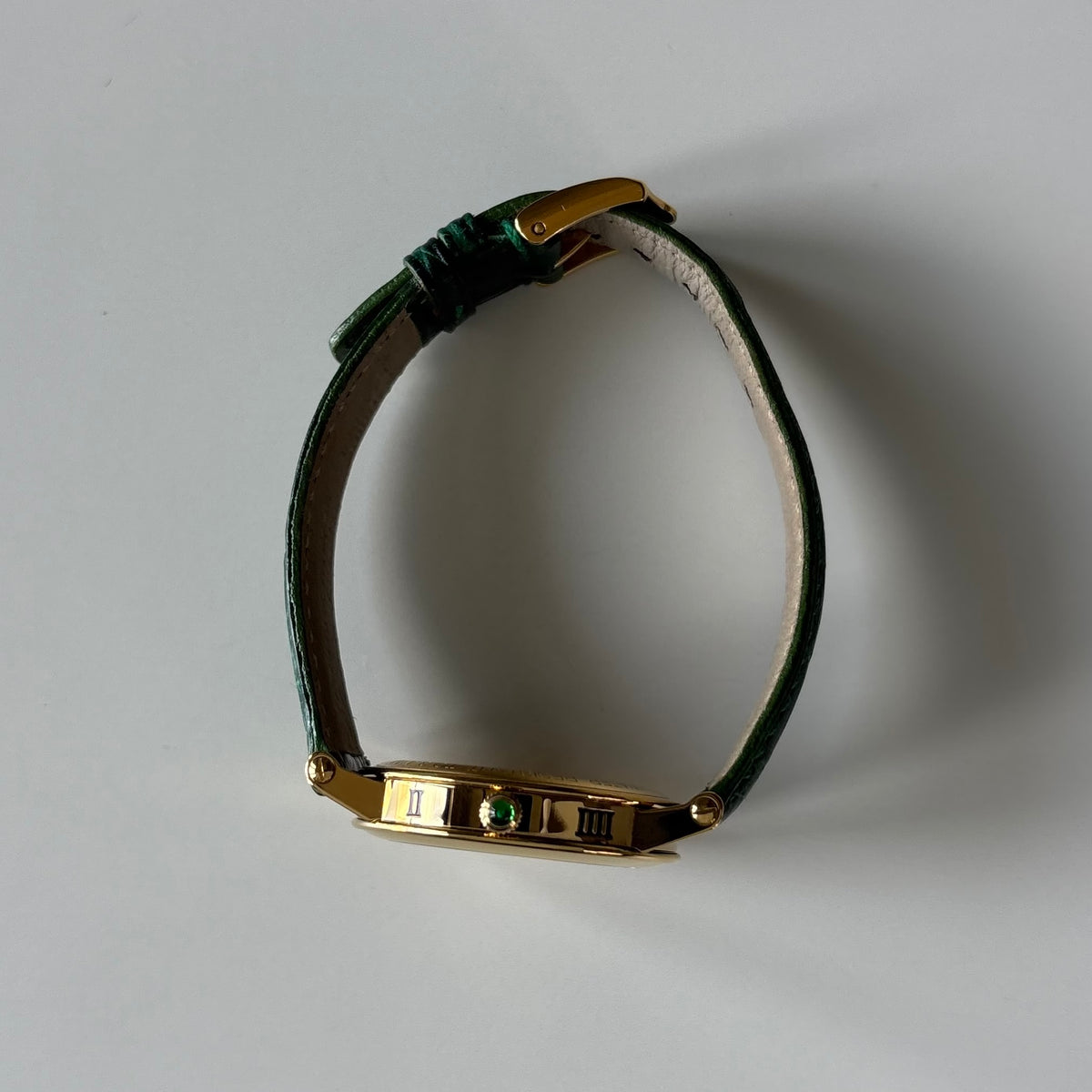 Gucci 1990s Date Round Green Dial Gold-Plated Watch (Large)