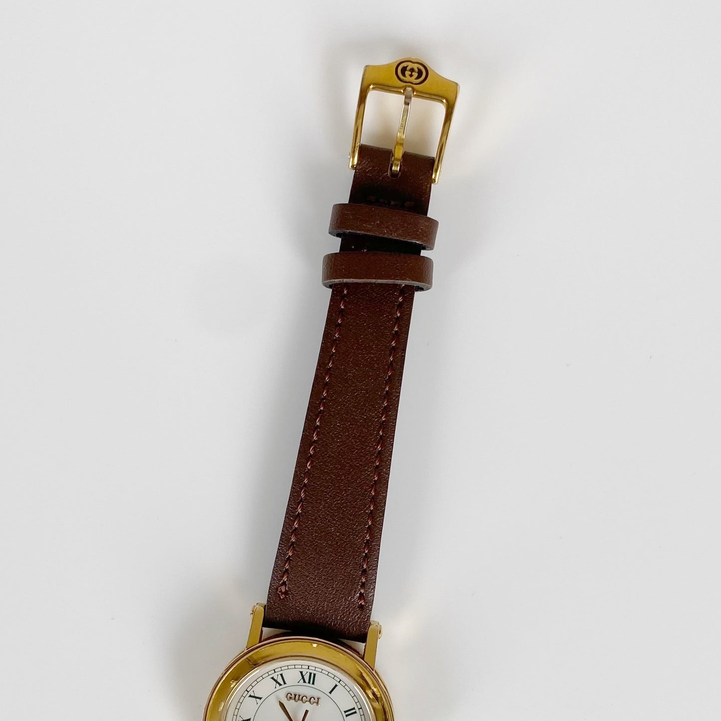 Gucci 1990s Date Gold Plated Round Watch