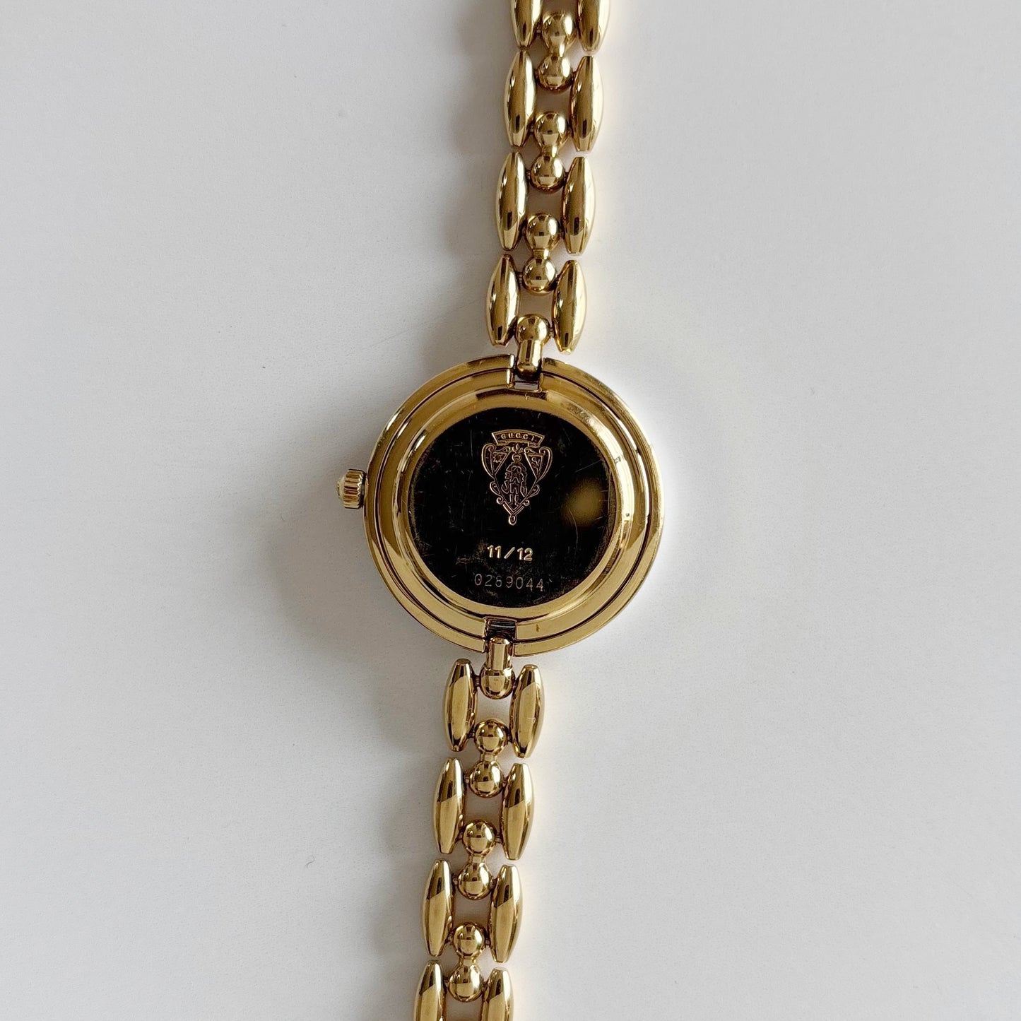 Gucci 1990s Interchangeable Bezel Gold Plated Rice Chain Watch with 6 bezels, case (160mm)