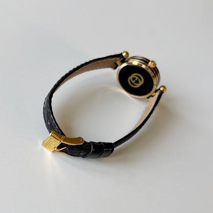 Gucci 1990s Round Dial Gold Plated Watch