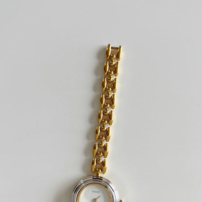 Gucci 1990s Interchangeable Bezel Gold Plated Rice Chain Watch with 6 bezels, case (160mm)