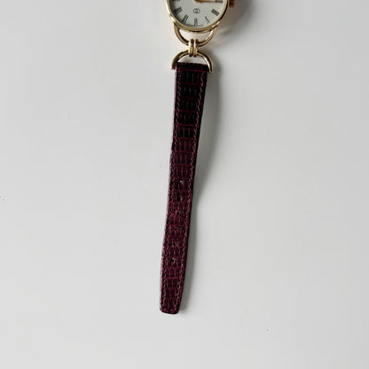 Gucci 1980s Cream Round Dial Horsebit Gold-Plated Watch