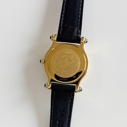 Gucci 1990s Black Dial Gold Plated Watch