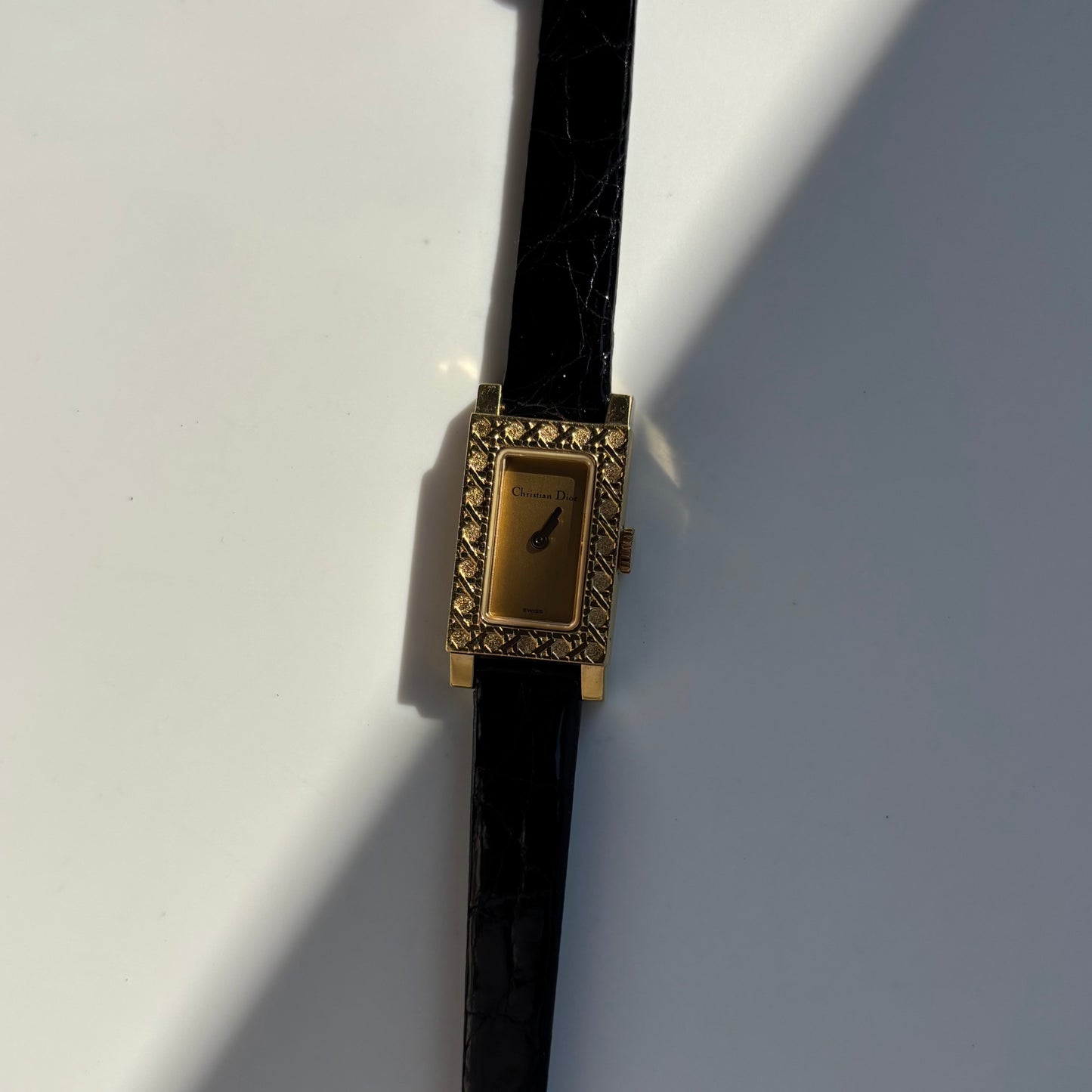 Dior 1990s La Parisienne  18K Solid Gold Case Tank Watch