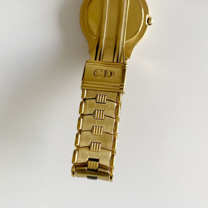 Dior 1990s Round Dial Gold Plated Watch