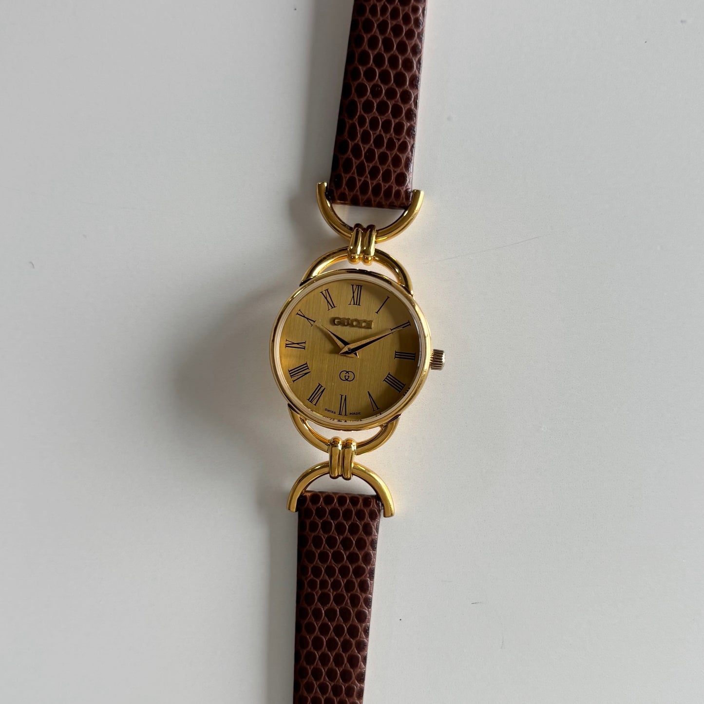 Gucci 1990s Gold Dial Gold Plated Horsebit Watch