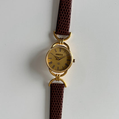 Gucci 1990s Gold Dial Gold Plated Horsebit Watch