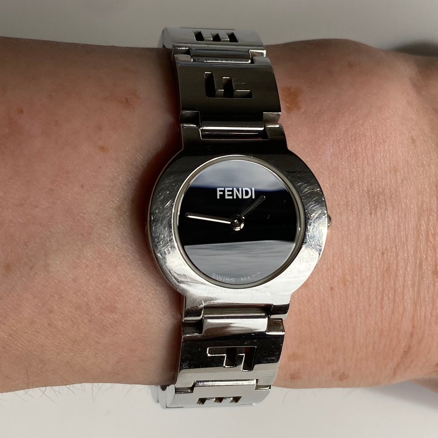 Fendi 1990s Black Dial Stainless steel Watch