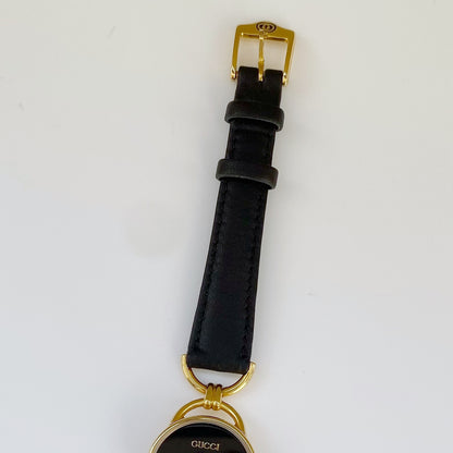 Gucci 1990s Black Dial Gold Plated Watch