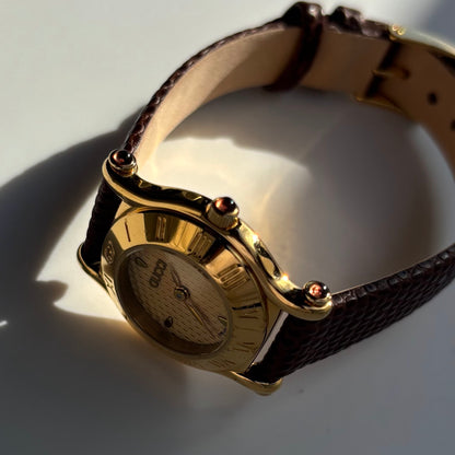 Gucci 1990s Gold Dial Gold Plated Watch
