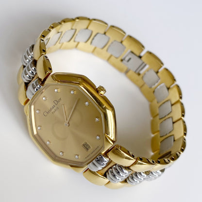 Dior 1990s Octagon Date Two Tone Watch