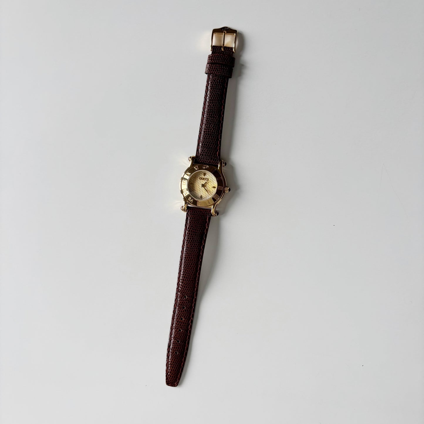 Gucci 1990s Round Dial Gold Plated Watch