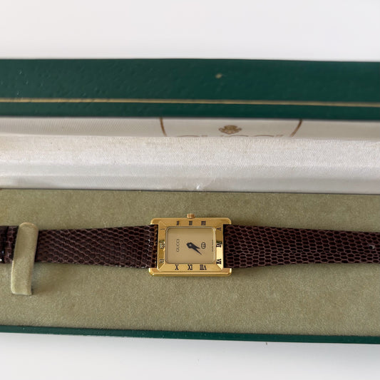 Gucci 1990s Tank Gold Plated Watch