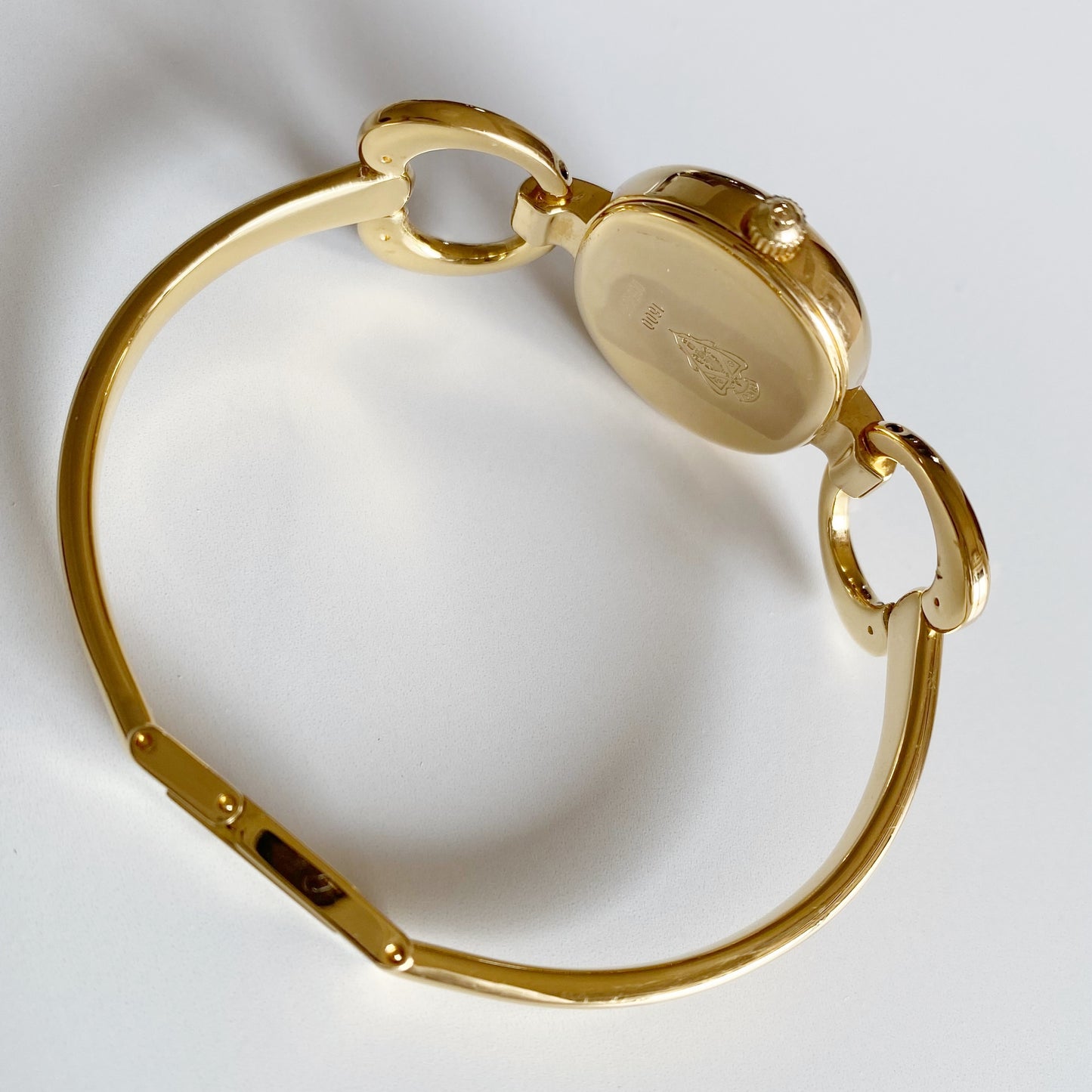 Gucci 1990s Black Dial Gold Plated Bangle Watch