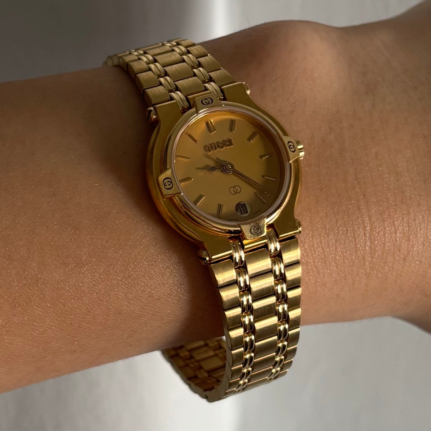 Gucci 1990s Gold Plated Date Watch