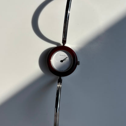 Gucci 1990s Interchangeable Bezel Stainless steel Bangle Watch with 12 bezels, case
