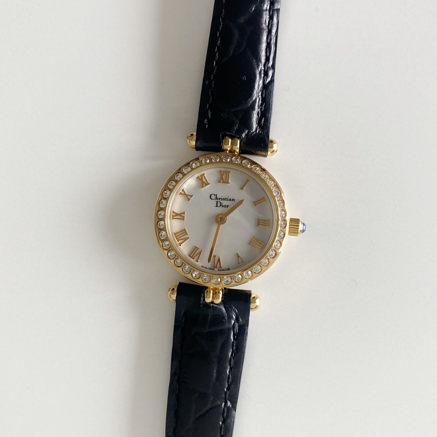 Dior 1990s Seashell Round Dial Gold Plated Watch