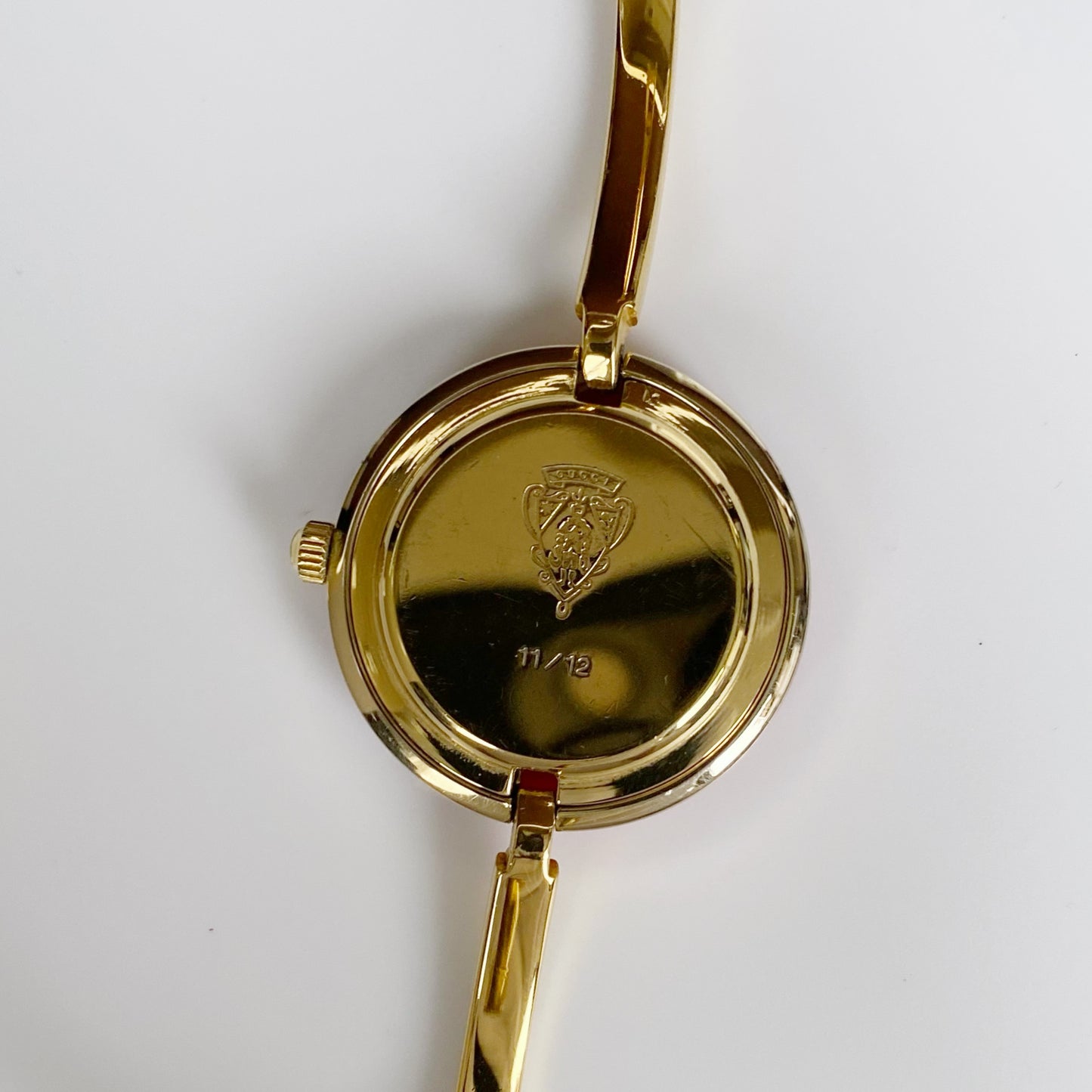 Gucci 1990s Interchangeable Bezel Gold Plated Bangle Watch with 12 bezels, case (Small)