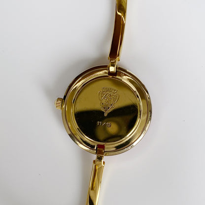 Gucci 1990s Interchangeable Bezel Gold Plated Bangle Watch with 12 bezels, case (Small)