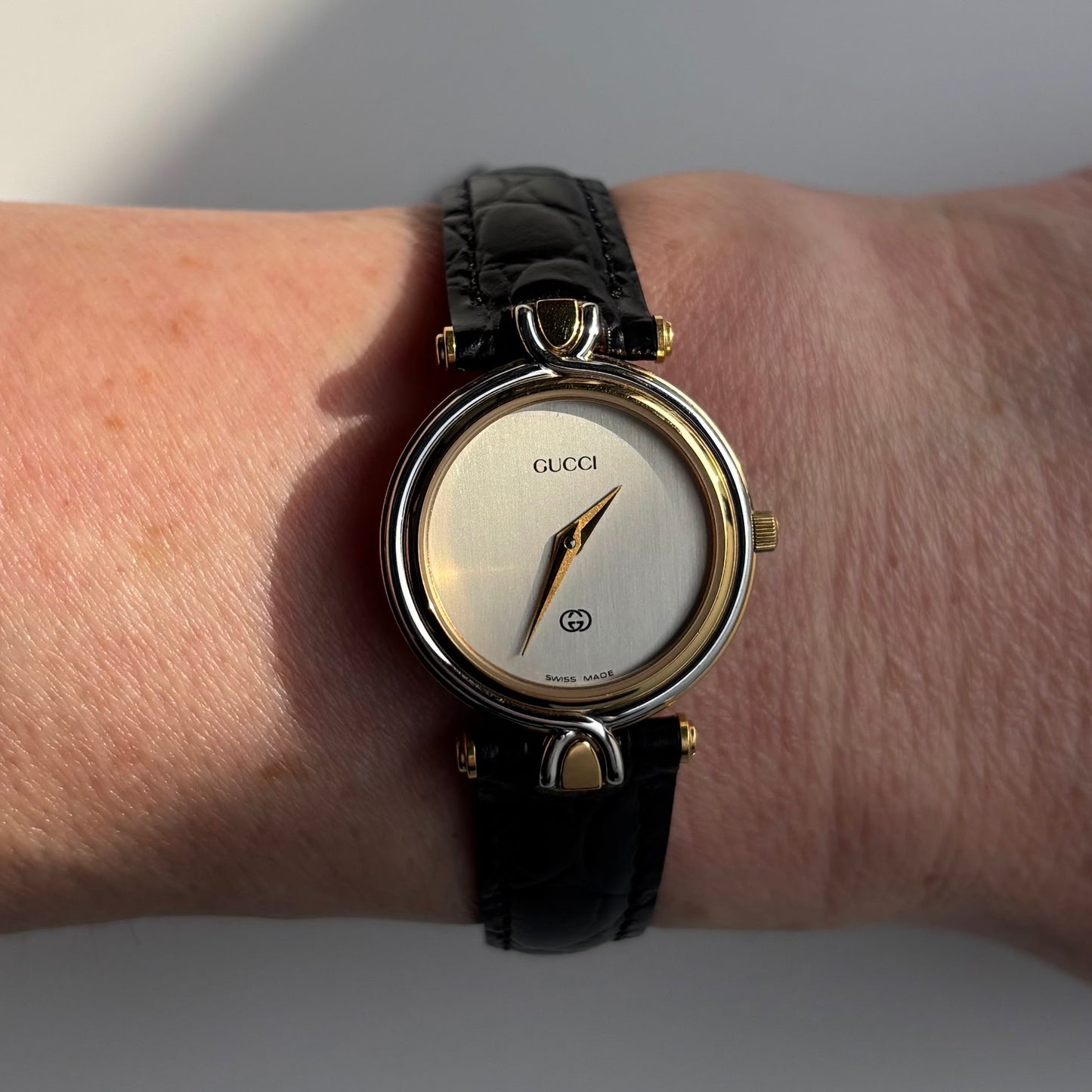 Gucci 1990s Round Dial Two Tone Watch