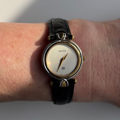Gucci 1990s Round Dial Two Tone Watch