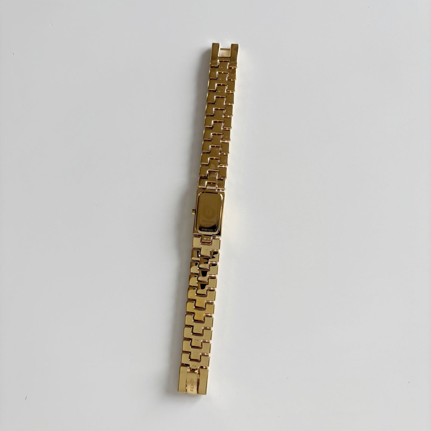 Fendi 1990s Rectangular Dial Gold Plated Watch
