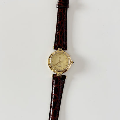 Givenchy 1990s Round Dial Gold Plated Watch