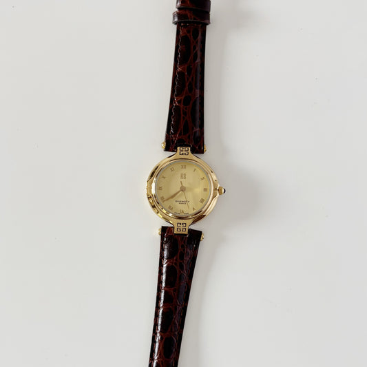Givenchy 1990s Round Dial Gold Plated Watch