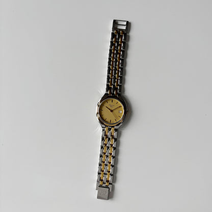 Dior 1990s Date Round Dial Gold Plated Two Tone Watch (Large)
