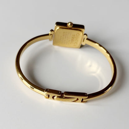 Gucci 1990s Square Dial Gold Plated Bangle Watch