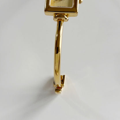 Gucci 1990s Square Dial Gold Plated Bangle Watch (Small)