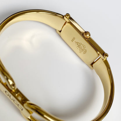 Gucci 1990s Gold Dial Gold Plated Bangle Watch