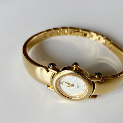 Givenchy 1990s Seashell Dial Gold Plated Bangle Watch