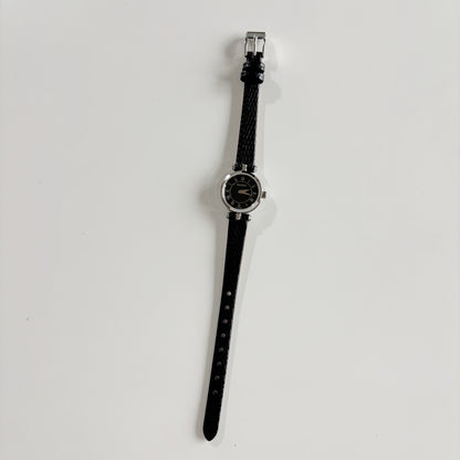 Gucci 1990s Black Round Dial Silver Watch