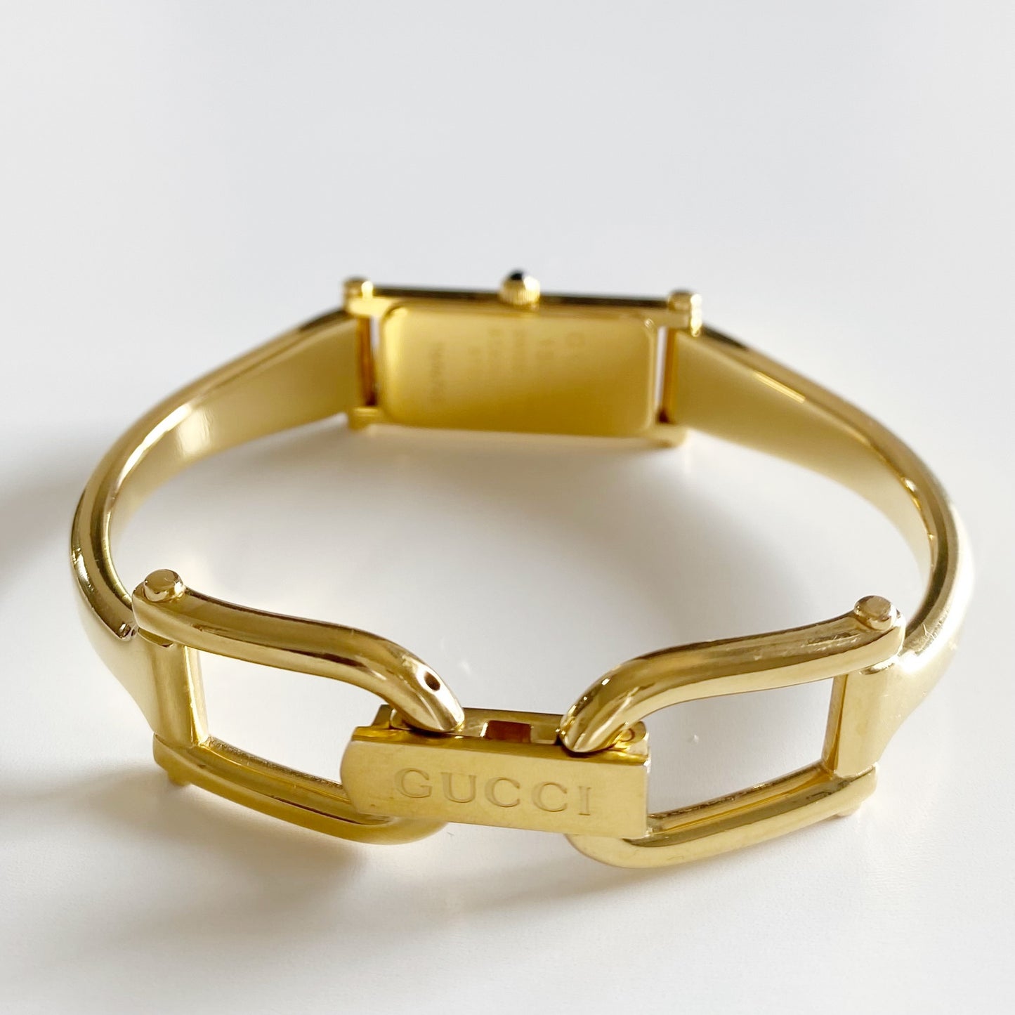 Gucci 1990s Seashell Dial Gold Plated Bangle Watch