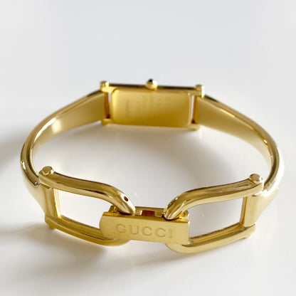Gucci 1990s Seashell Dial Gold Plated Bangle Watch